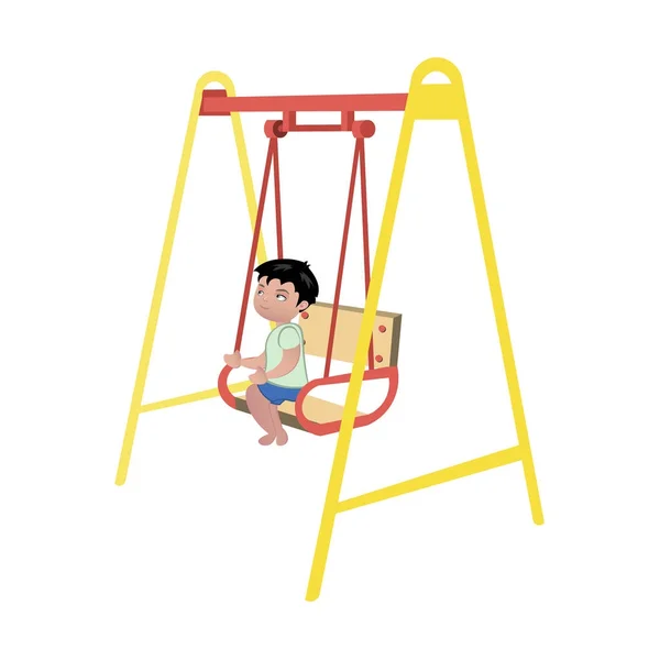Garçon sur swing sur fond blanc — Image vectorielle