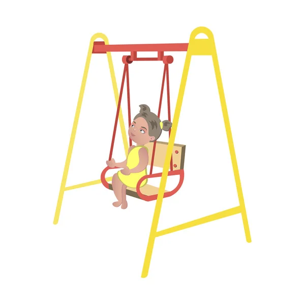 Petite fille sur swing Isolé — Image vectorielle
