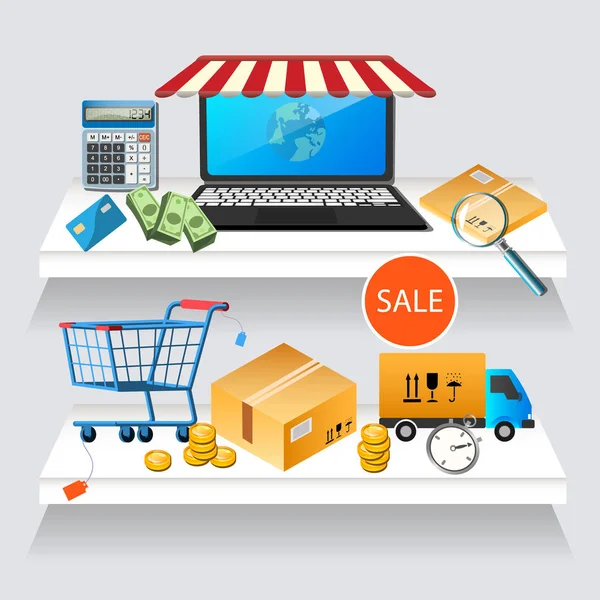 Koncept online nakupování na laptop — Stockový vektor
