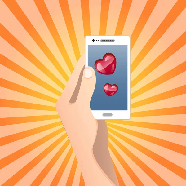 Mobiele hart symbool liefde of gezondheid Concept — Stockvector