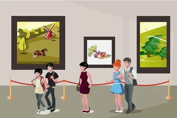 People inside a museum — Stock Vector