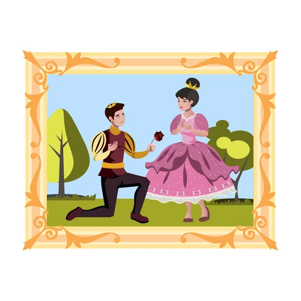 Prinsen och prinsessan i bilden — Stock vektor