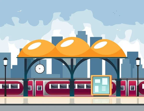 Small railway station. — Stock Vector