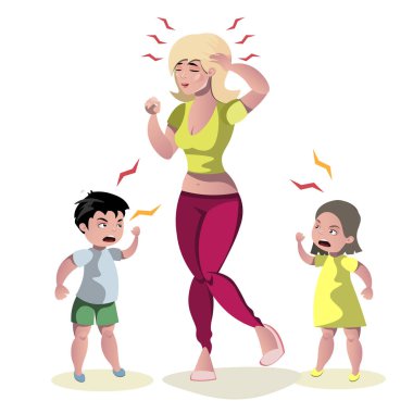 Çocuklar çığlık ve anne ağlıyor