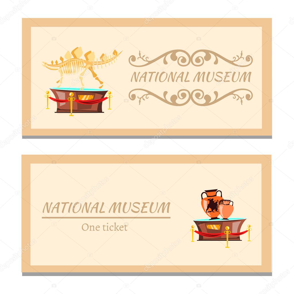 Museum ticket icon in flat style