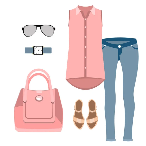 Lady fashion set. — Stock Vector