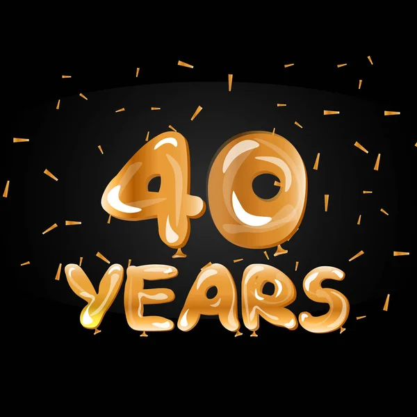 40 aniversario Logo Celebración con globo de oro — Vector de stock