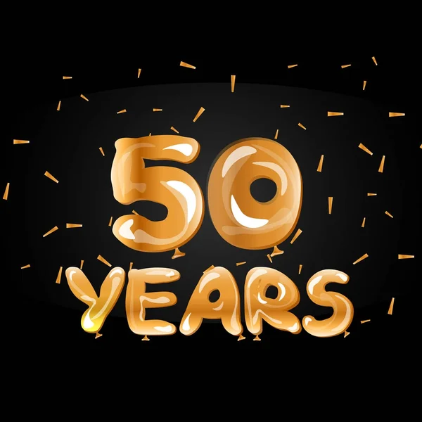 Tarjeta de felicitación de oro 50 aniversario — Vector de stock