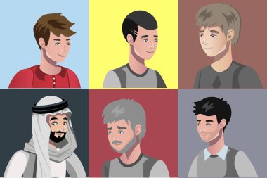 Farklı genç erkekler Portreler kümesi