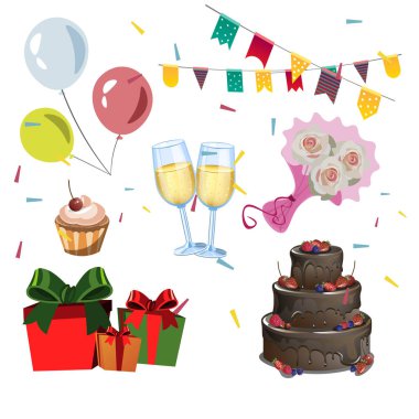 Farklı renk doğum günü Icon set
