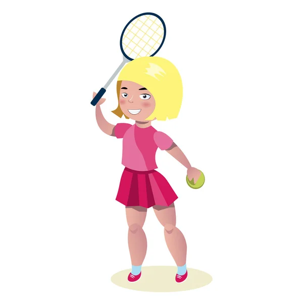 Joven hermosa chica - jugador de tenis . — Vector de stock