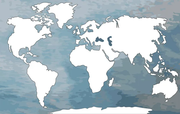 Blanco en blanco Mapa del mundo aislado sobre fondo azul . — Vector de stock