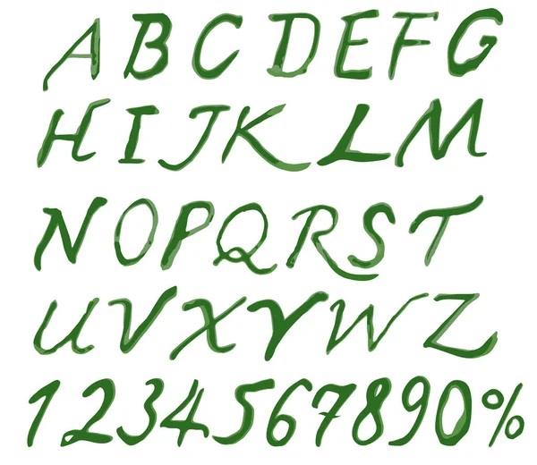 Alphabet set watercolor eco green. — Stock Vector