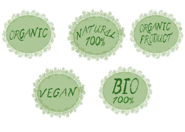 Conjunto de logotipos veganos orgânicos saudáveis . — Vetor de Stock