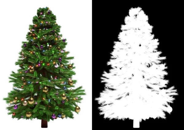 Árbol de Navidad aislado. Máscara en blanco y negro - 3D render — Foto de Stock