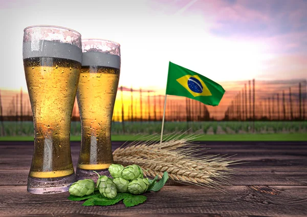Consumo de cerveza en Brasil. Ilustración 3D —  Fotos de Stock