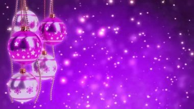 mor ve Noel topları glitter bokeh arka plan ile gümüş. Sorunsuz döngü. 3D render