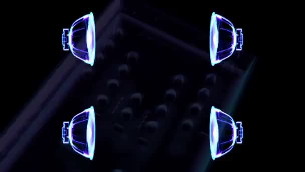 Vj filmati musicali in movimento - altoparlanti al neon. Rendering 3D — Video Stock