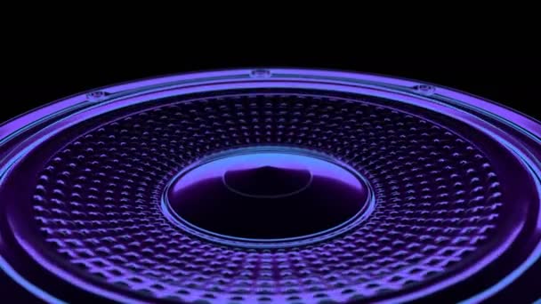 Varrat nélküli vj zenei mozgás hurok - neon hangszóró. 3D render — Stock videók