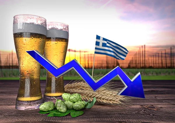 Beer consumption in Greece. 3D render — Stock Photo, Image