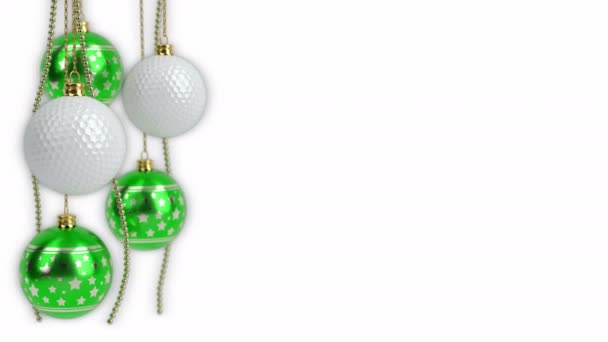 Kerstballen en golf ballen thema. 3D render. naadloze loops — Stockvideo