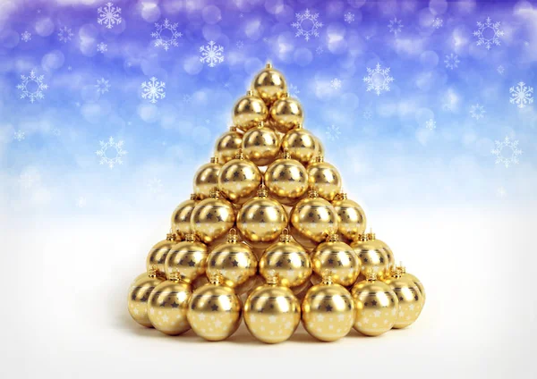 Kerstmis thema met golden xmas bollen. 3D render — Stockfoto