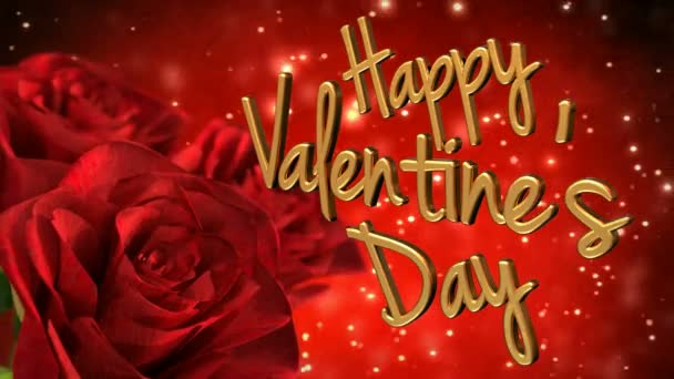 Happy valentines day thema met rode rozen. 3D render lus — Stockvideo