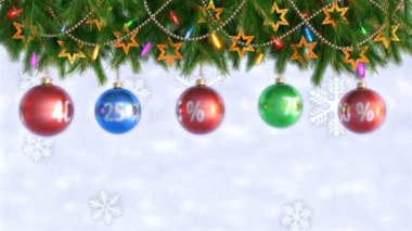 Büyük indirim arka plan. Noel satış. sonrası Noel indirimler. Sorunsuz döngü. 3D render