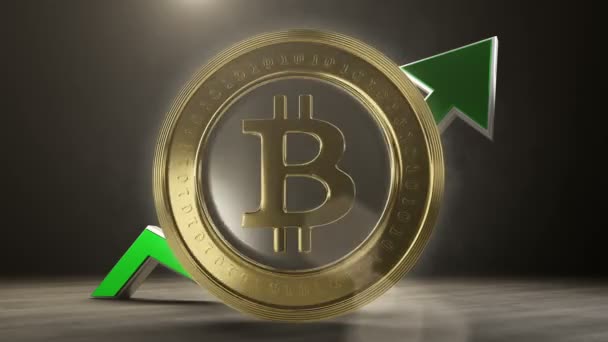 Hodnota Bitcoinu zvedá. 3D vykreslování — Stock video