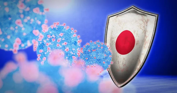 Strijd van de Japan met coronavirus - 3d render — Stockfoto