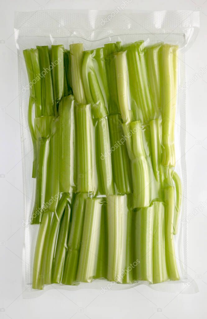 Vacuum packed celery stalks