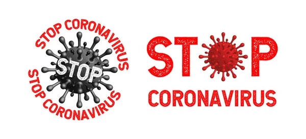 Icona Coronavirus Con Segno Divieto Rosso 2019 Ncov Novel Batteri — Vettoriale Stock