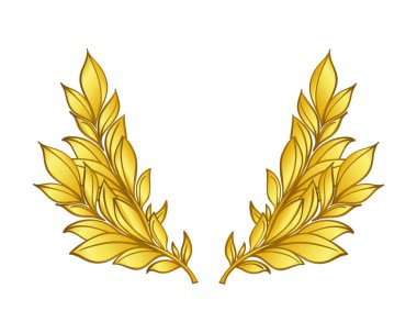 Laurel Çelengi. Altın Ayrıntılı Vektör Gerçekçi Altın Laurel Çelengi Ödülü. Kazanan Kavram. Şampiyon Ödülü. Parlak. İzole edilmiş