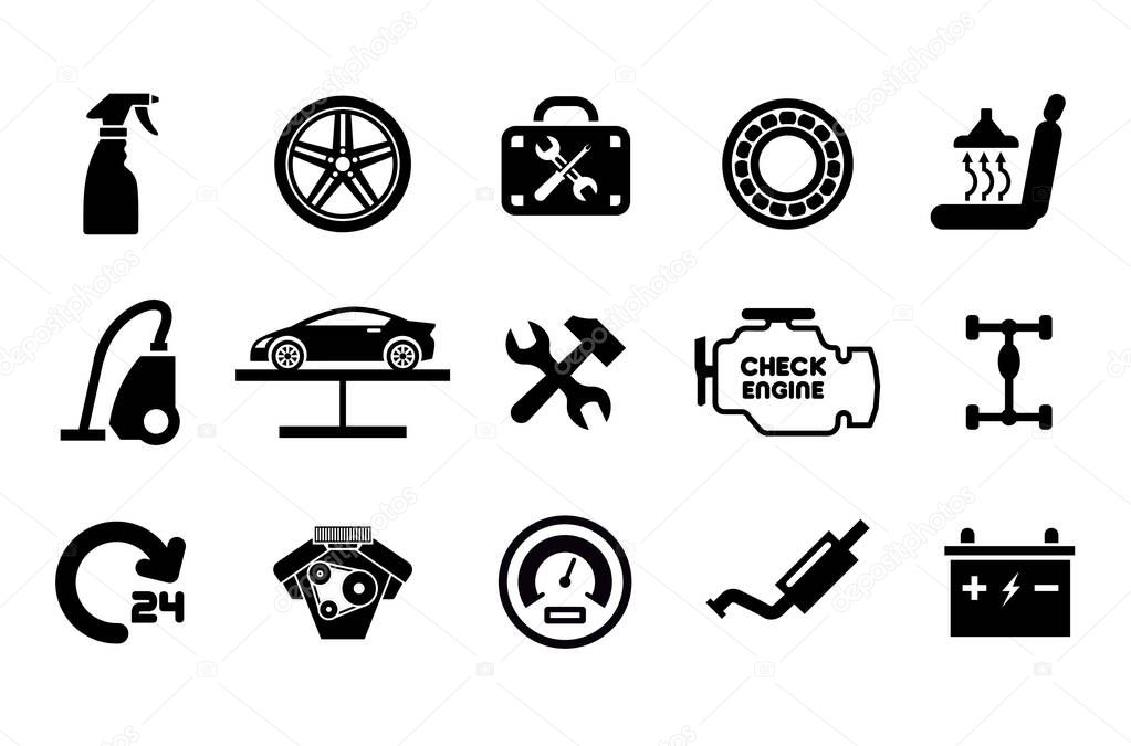 Car service maintenance icon set. Vector illustration