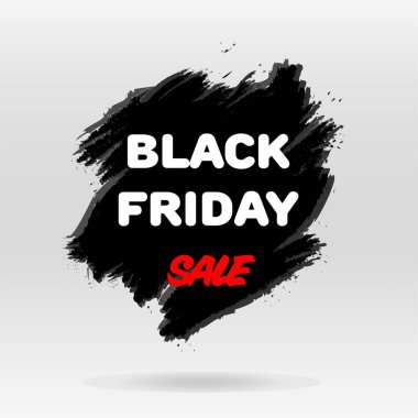 Kara Cuma indirimi. Soyut siyah fırça ve altıgen çerçeve. Vektör illüstrasyonu