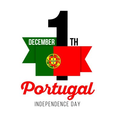 1 Aralık 'ta Portekiz' in Bağımsızlık Günü 'ne ve Portekiz bayrağının renginde metne tebrikler. Vektör illüstrasyonu