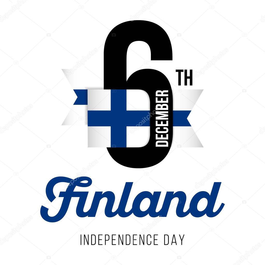 Congratulatory design for December 6, Finland Independence Day and text with the colors of the flag of Finland. Vector illustration