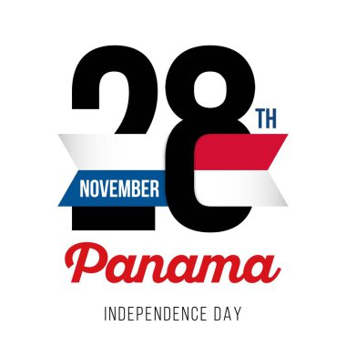 28 Kasım 'ı, Panama Bağımsızlık Günü' nü ve Panama bayrağının renklerini taşıyan metni kutluyoruz. Vektör illüstrasyonu