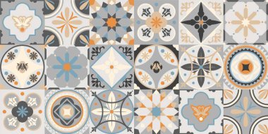 Talavera deseni. Hint yaması. Azulejos Portekiz. Türk süsü. Fas fayans mozaiği. Seramik sofra takımı, halk baskısı. İspanyol çömleği. Etnik kökenli. Akdeniz 'in dikişsiz duvar kağıdı.