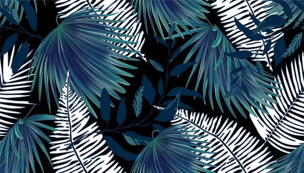 Fond Exotique Vecteur Tropical Avec Des Plantes Des Fleurs Hawaïennes — Image vectorielle
