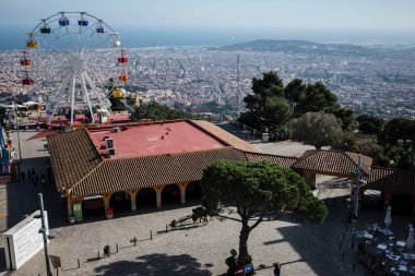 Barselona, İspanya. Mayıs 2019. Park Guell 'den hava görüntüsü. 