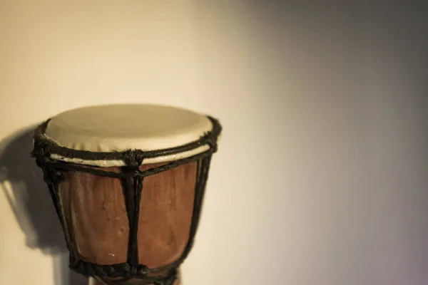 African djembe with rope and leather patch