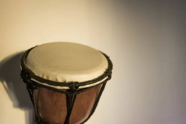 African djembe with rope and leather patch