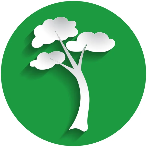 Ícone de árvore em estilo papel — Vetor de Stock