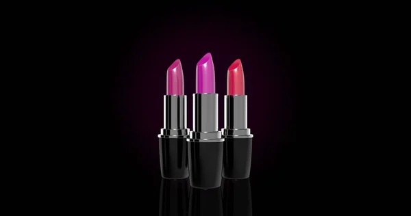 Fashionable Chic Lipsticks Pink Black Background — Stock Photo, Image