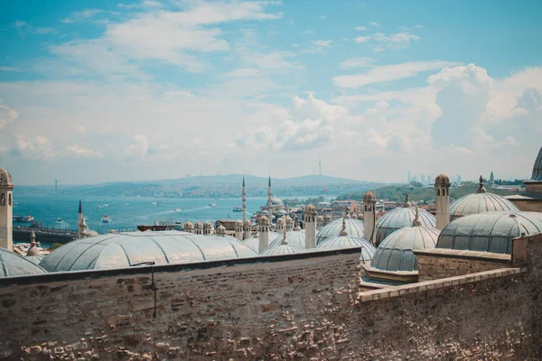 Cidade Ensolarada Istambul Mesquita Suleymaniye — Fotografia de Stock