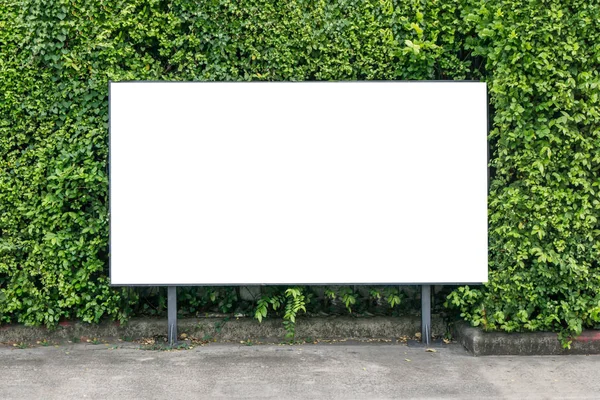 Biały billboard na wiosnę lato zielonych liści — Zdjęcie stockowe