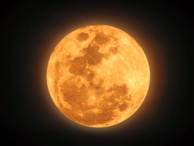 The yellow full moon on black background clipart
