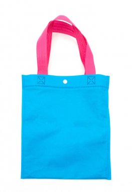 Blue cloth bag or fabric bag with pink carrying strap mockup tem clipart