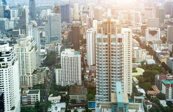 Bangkok city and modern office buildings in Aerial view — Stock Photo, Image